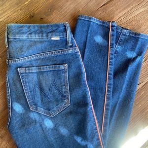 Mother High Waisted Looker Piped Skinny Jeans